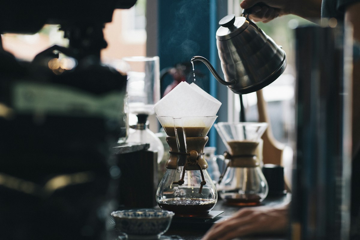 Coffee being prepared in a local café